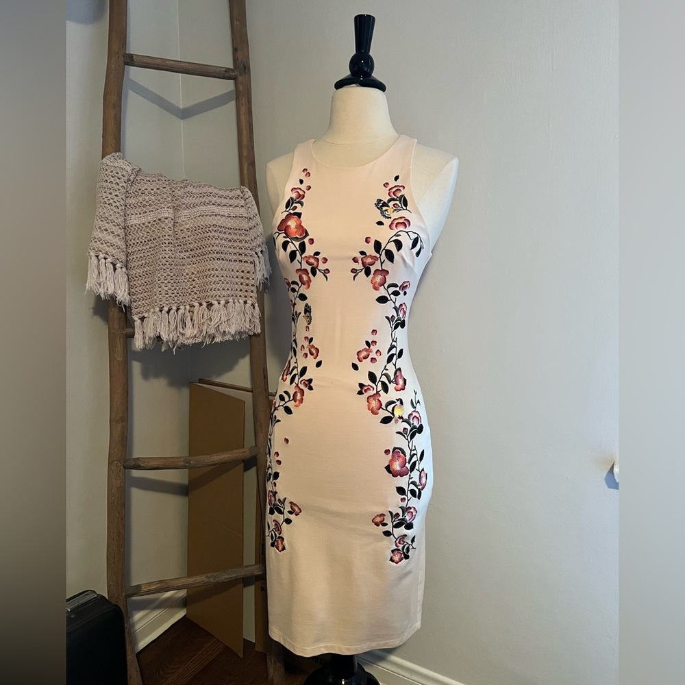 Bebe Pink Floral Midi Dress